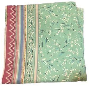 Floral and Striped Green Flat Sheet Fabric